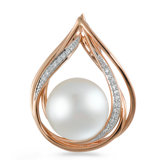 wisiorek złoto czerwone 750/18 K Diament 0.06 ct, 20 kamienie, [Brillant], w-si Perła hodowana w wodzie słodkiej 10.5-11 mm