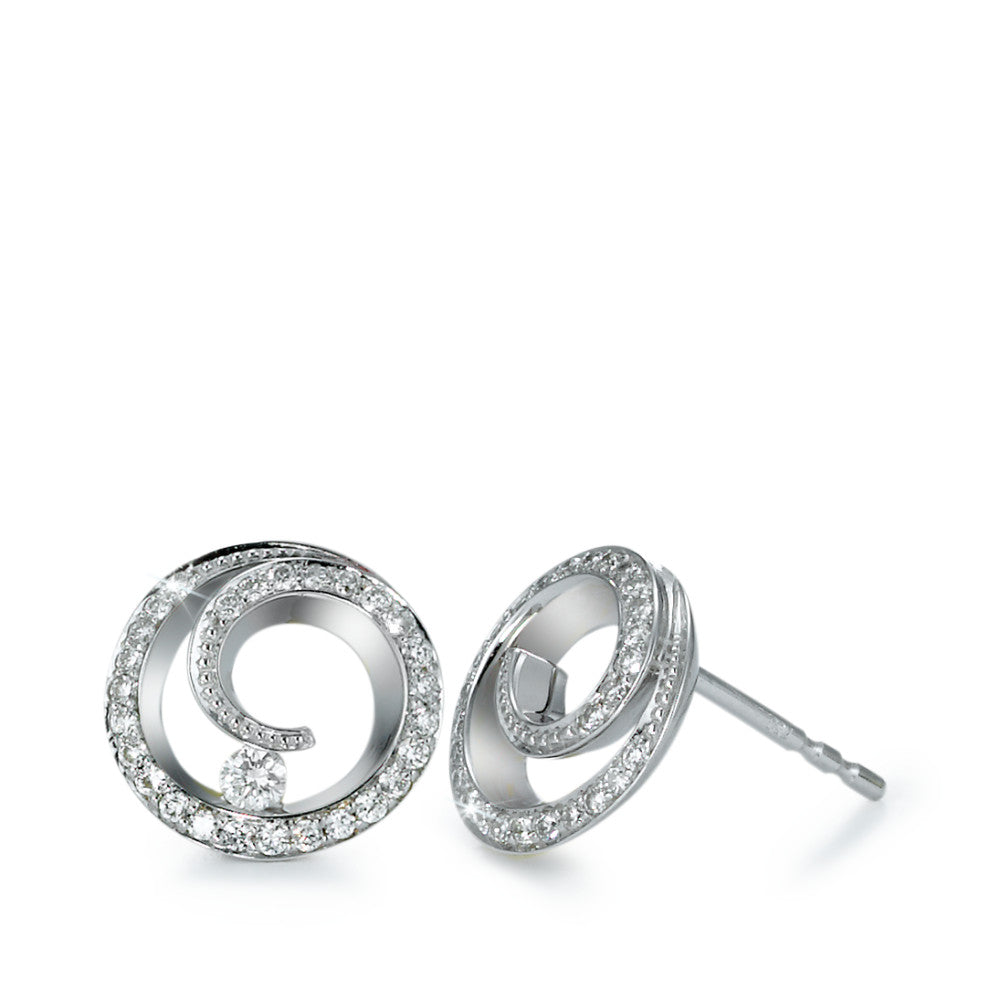 kolczyki wkrętki złoto białe 750/18 K Diament 0.30 ct, 56 kamienie, [Brillant], w-si Ø10 mm
