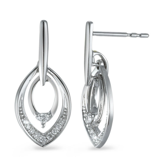 kolczyki wiszące złoto białe 750/18 K Diament 0.12 ct, 20 kamienie, [Brillant], w-si