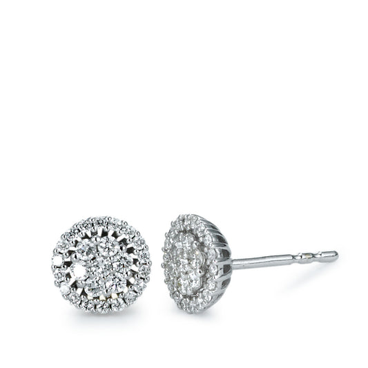kolczyki wkrętki złoto białe 750/18 K Diament 0.35 ct, 50 kamienie, [Brillant], w-si Ø7 mm