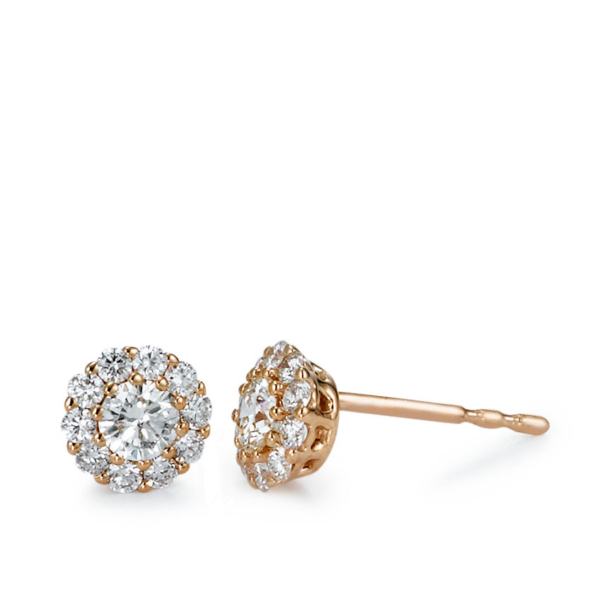 kolczyki wkrętki złoto czerwone 750/18 K Diament 0.50 ct, 22 kamienie, [Brillant], w-si Ø6 mm