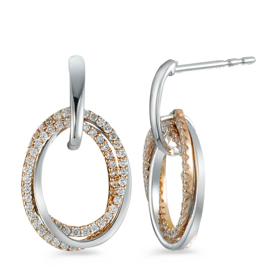 kolczyki wiszące złoto czerwone 750/18 K, złoto białe 750/18 K Diament 0.44 ct, 118 kamienie, [Brillant], w-si