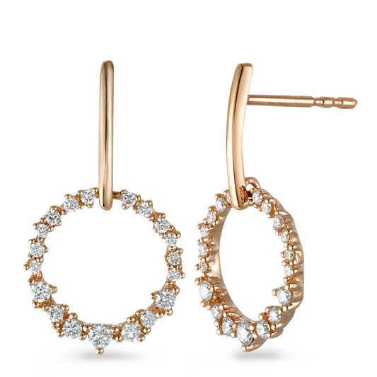 kolczyki wiszące złoto czerwone 750/18 K Diament 0.30 ct, 38 kamienie, [Brillant], w-si Ø11 mm