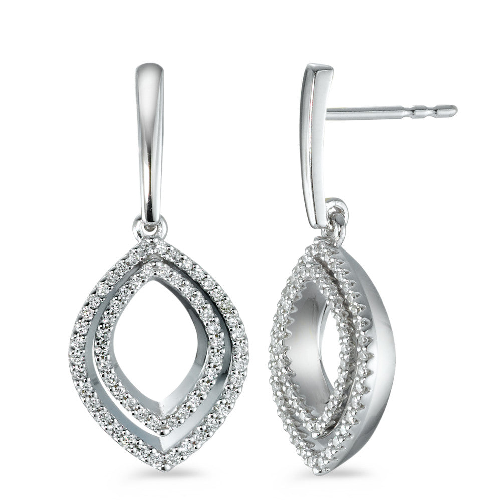 kolczyki wiszące złoto białe 750/18 K Diament 0.42 ct, 124 kamienie, [Brillant], w-si