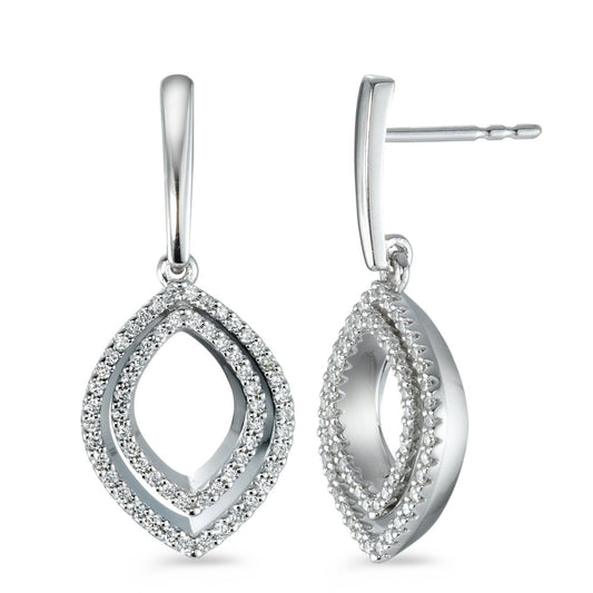 kolczyki wiszące złoto białe 750/18 K Diament 0.42 ct, 124 kamienie, [Brillant], w-si