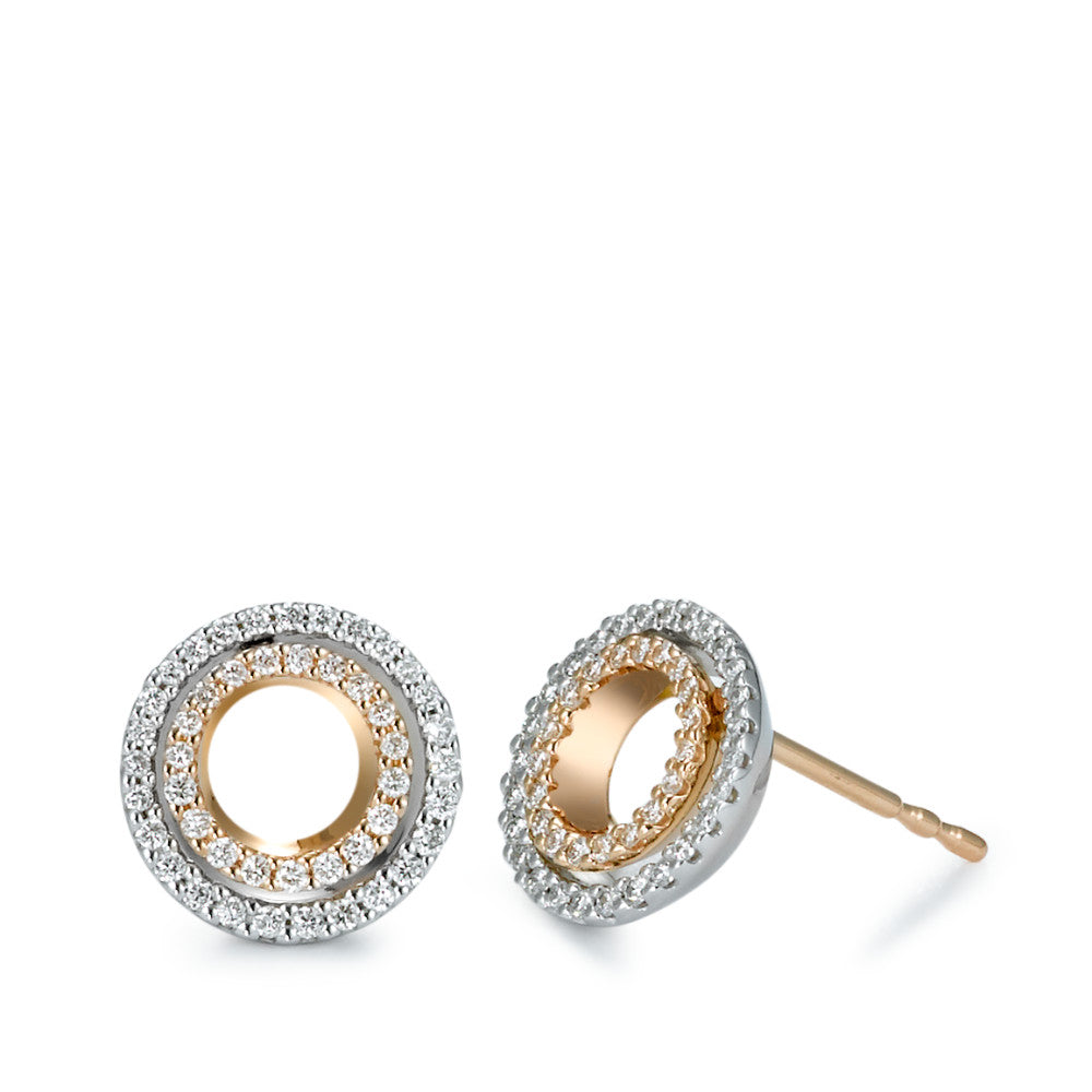 kolczyki wkrętki złoto czerwone 750/18 K, złoto białe 750/18 K Diament 0.32 ct, 92 kamienie, [Brillant], w-si Ø10 mm