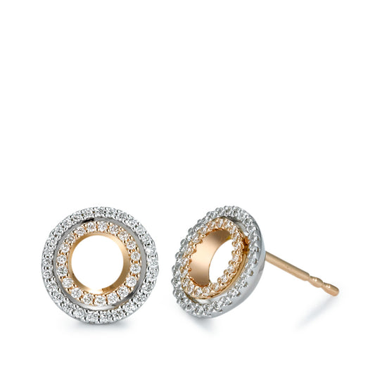kolczyki wkrętki złoto czerwone 750/18 K, złoto białe 750/18 K Diament 0.32 ct, 92 kamienie, [Brillant], w-si Ø10 mm