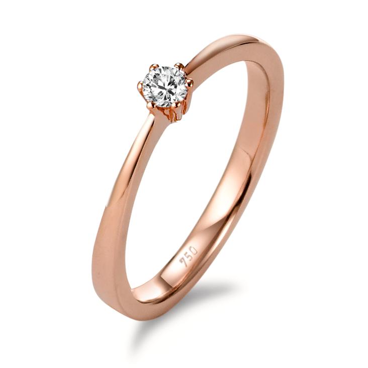 pierścionek zaręczynowy złoto czerwone 750/18 K Diament 0.10 ct, [Brillant], w-si