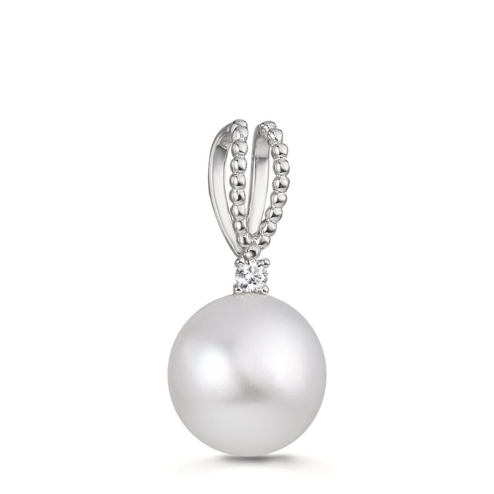 wisiorek złoto białe 750/18 K Diament 0.02 ct, [Brillant], p1 Perła hodowana w wodzie słodkiej, 8.5 mm