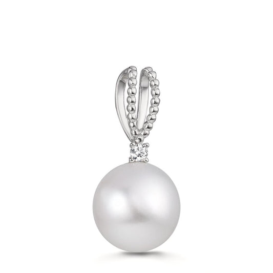 wisiorek złoto białe 750/18 K Diament 0.02 ct, [Brillant], p1 Perła hodowana w wodzie słodkiej, 8.5 mm