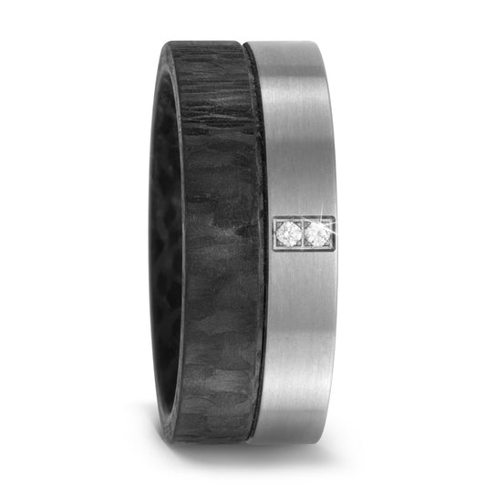obrączka partnerska tytan, węgiel Diament 0.02 ct, 2 kamienie, w-si