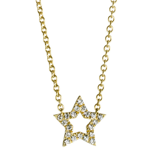 Naszyjnik złoto żółte 750/18 K Diament 0.11 ct, 20 kamienie, w-si gwiazda 40-45 cm Ø9 mm