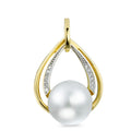 wisiorek złoto żółte 750/18 K Diament 0.05 ct, 12 kamienie, [Brillant], w-si Perła hodowana w wodzie słodkiej biały, 10.5 mm