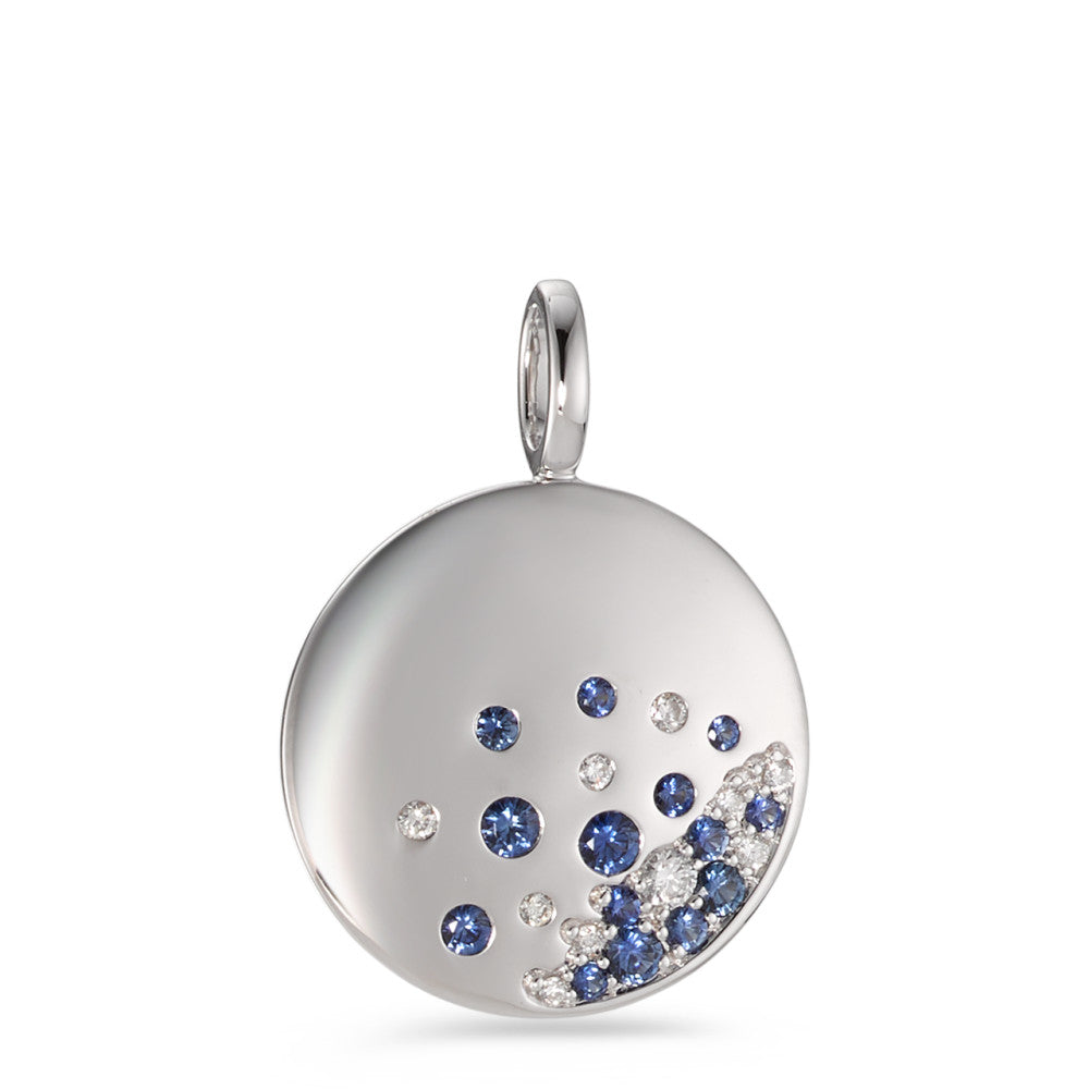 wisiorek złoto białe 750/18 K Szafir 14 kamienie, Diament 0.10 ct, 10 kamienie, w-si