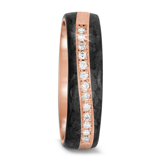 obrączka partnerska złoto różowe 585/14 K, węgiel Diament 0.091 ct, 13 kamienie, tw-si