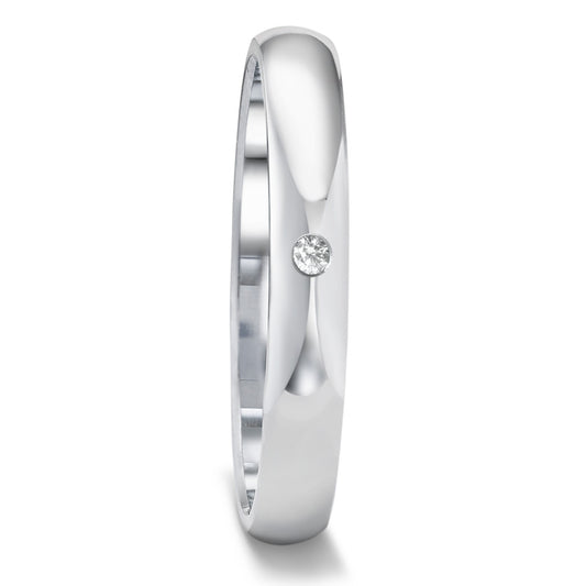 obrączka partnerska złoto białe 375/9 K Diament 0.01 ct, w-si