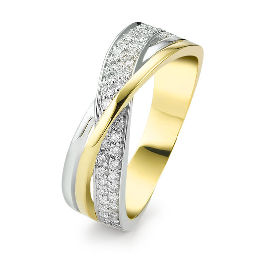 pierścionek złoto żółte 750/18 K, złoto białe 750/18 K Diament 0.30 ct, 45 kamienie, w-si