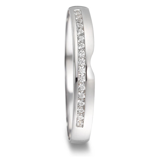 obrączka partnerska złoto białe 750/18 K Diament 0.085 ct, 17 kamienie, tw-vsi
