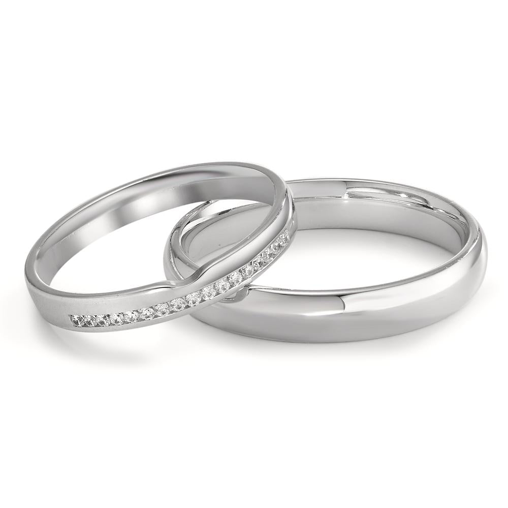 obrączka partnerska złoto białe 750/18 K Diament 0.085 ct, 17 kamienie, tw-vsi