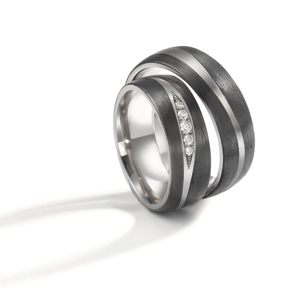 obrączka partnerska tytan, węgiel Diament 0.09 ct, 5 kamienie, w-si