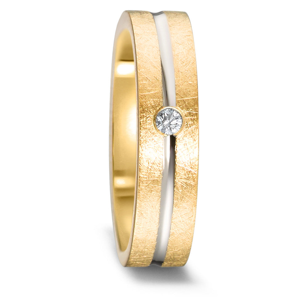 obrączka partnerska złoto żółte 750/18 K, złoto białe 750/18 K Diament 0.03 ct, w-si