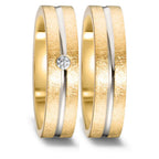 obrączka partnerska złoto żółte 750/18 K, złoto białe 750/18 K Diament 0.03 ct, w-si