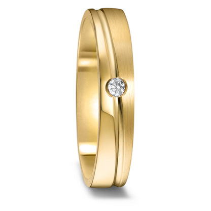 obrączka partnerska złoto żółte 750/18 K Diament 0.03 ct, w-si