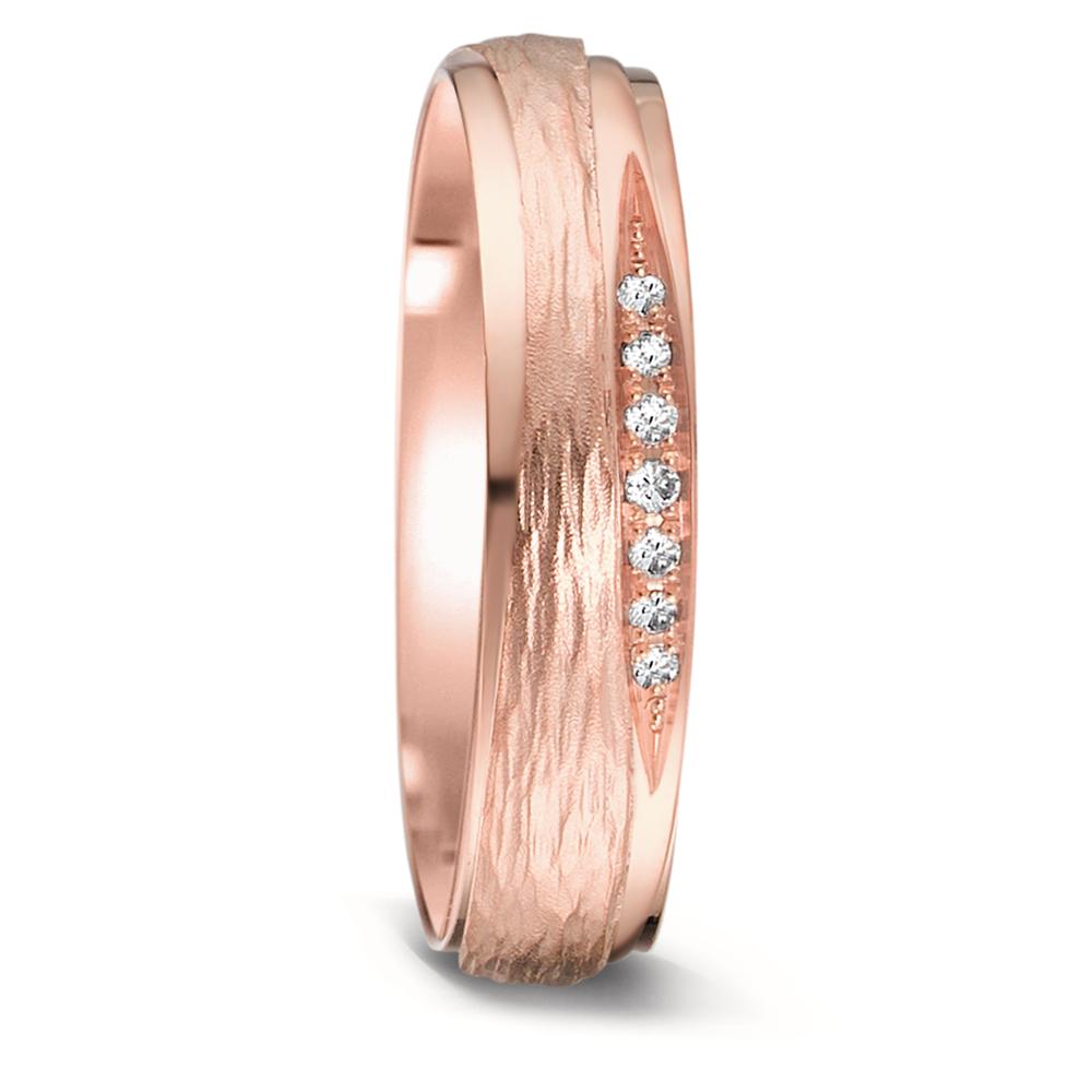 obrączka partnerska złoto różowe 750/18 K Diament 0.048 ct, 7 kamienie, tw-si
