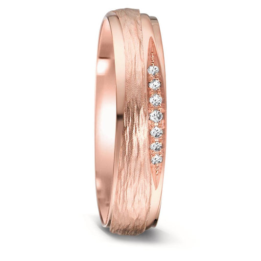 obrączka partnerska złoto różowe 750/18 K Diament 0.048 ct, 7 kamienie, tw-si