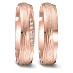 obrączka partnerska złoto różowe 750/18 K Diament 0.048 ct, 7 kamienie, tw-si