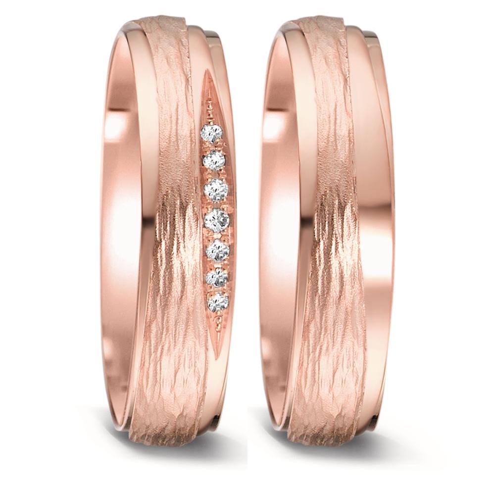 obrączka partnerska złoto różowe 750/18 K Diament 0.048 ct, 7 kamienie, tw-si