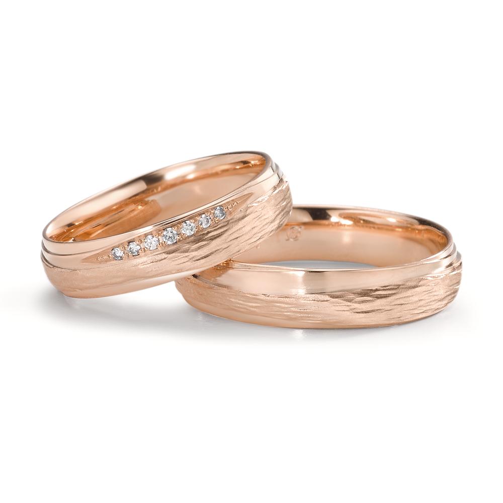 obrączka partnerska złoto różowe 750/18 K Diament 0.048 ct, 7 kamienie, tw-si