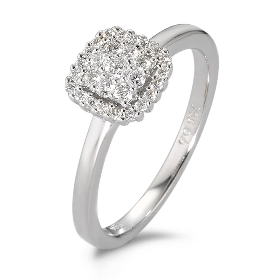 pierścionek złoto białe 750/18 K Diament biały, 0.25 ct, 29 kamienie, [Brillant], w-si