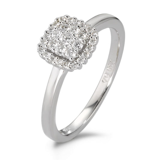 pierścionek złoto białe 750/18 K Diament biały, 0.25 ct, 29 kamienie, [Brillant], w-si