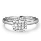 pierścionek złoto białe 750/18 K Diament biały, 0.25 ct, 29 kamienie, [Brillant], w-si