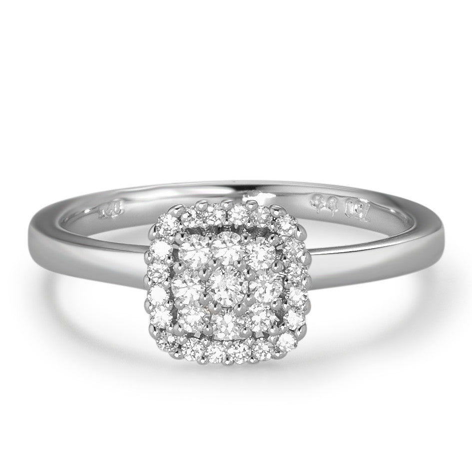 pierścionek złoto białe 750/18 K Diament biały, 0.25 ct, 29 kamienie, [Brillant], w-si