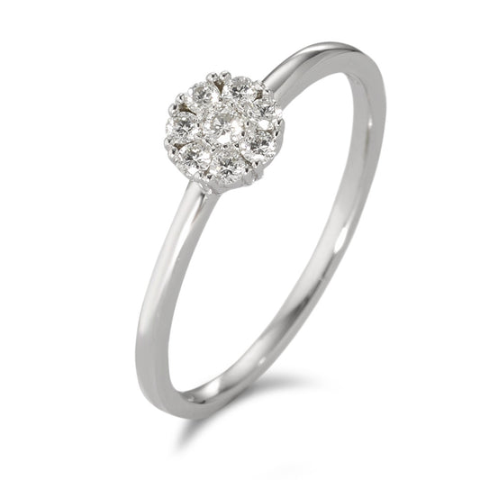 pierścionek zaręczynowy złoto białe 750/18 K Diament biały, 0.17 ct, 8 kamienie, [Brillant], w-si Ø5.5 mm