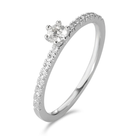 pierścionek zaręczynowy złoto białe 750/18 K Diament biały, 0.20 ct, 17 kamienie, [Brillant], w-si