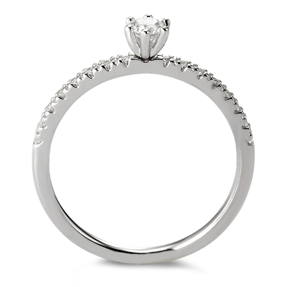 pierścionek zaręczynowy złoto białe 750/18 K Diament biały, 0.20 ct, 17 kamienie, [Brillant], w-si