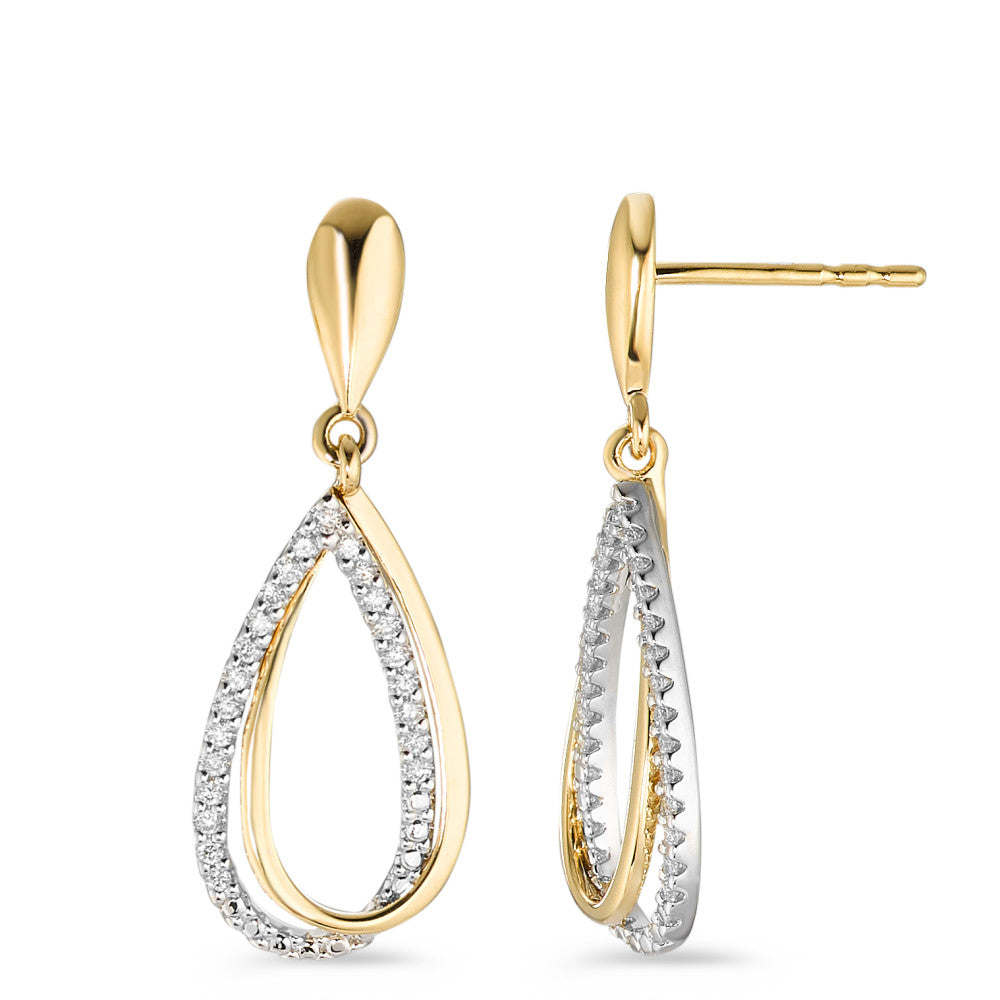 kolczyki wiszące złoto żółte 750/18 K, złoto białe 750/18 K Diament biały, 0.18 ct, 46 kamienie, [Brillant], w-si