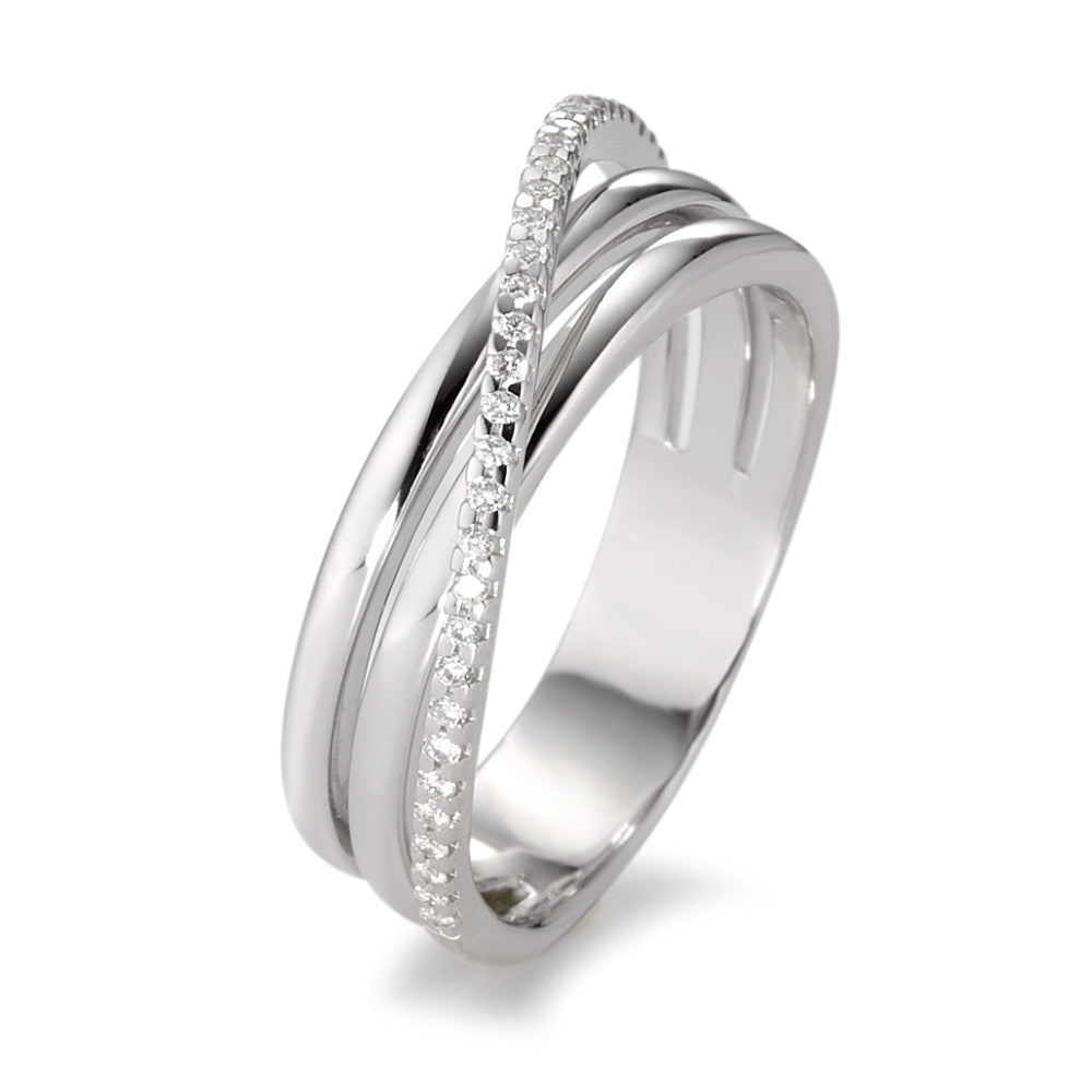 pierścionek złoto białe 750/18 K Diament biały, 0.14 ct, 33 kamienie, [Brillant], w-si