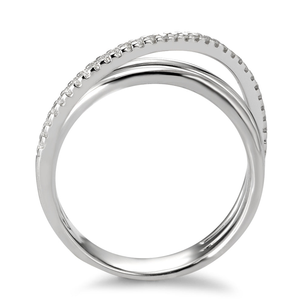 pierścionek złoto białe 750/18 K Diament biały, 0.14 ct, 33 kamienie, [Brillant], w-si