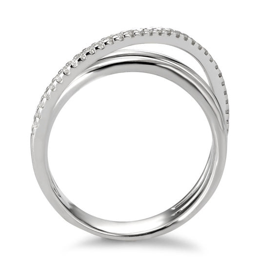 pierścionek złoto białe 750/18 K Diament biały, 0.14 ct, 33 kamienie, [Brillant], w-si