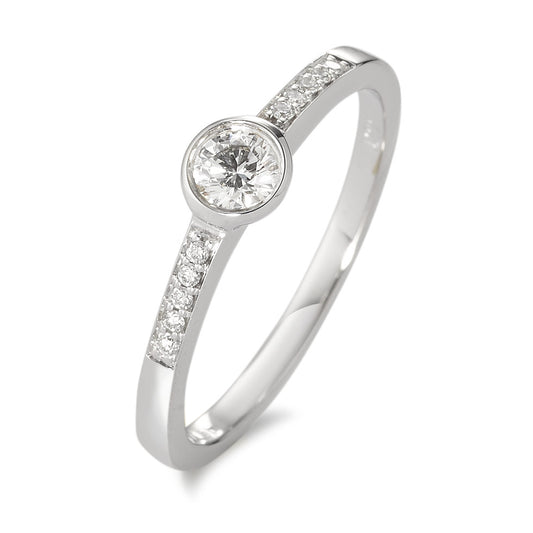 pierścionek zaręczynowy złoto białe 750/18 K Diament biały, 0.22 ct, 11 kamienie, [Brillant], w-si Ø4.5 mm