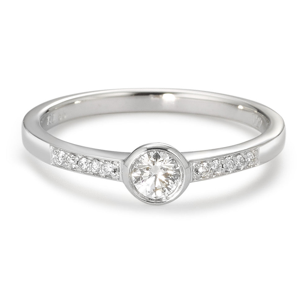 pierścionek zaręczynowy złoto białe 750/18 K Diament biały, 0.22 ct, 11 kamienie, [Brillant], w-si Ø4.5 mm