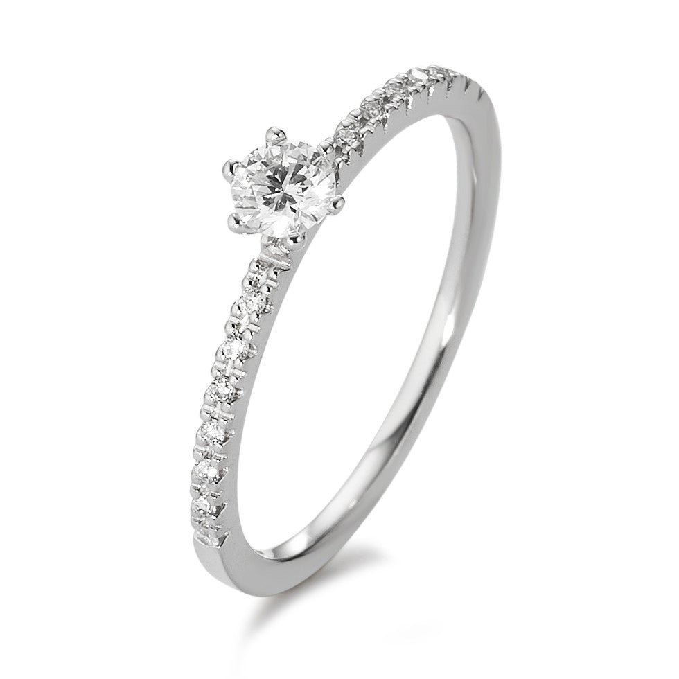 pierścionek zaręczynowy złoto białe 750/18 K Diament biały, 0.25 ct, 17 kamienie, [Brillant], w-si
