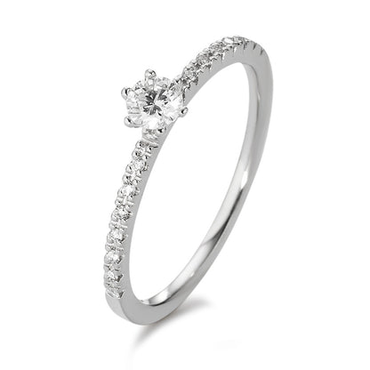 pierścionek zaręczynowy złoto białe 750/18 K Diament biały, 0.25 ct, 17 kamienie, [Brillant], w-si
