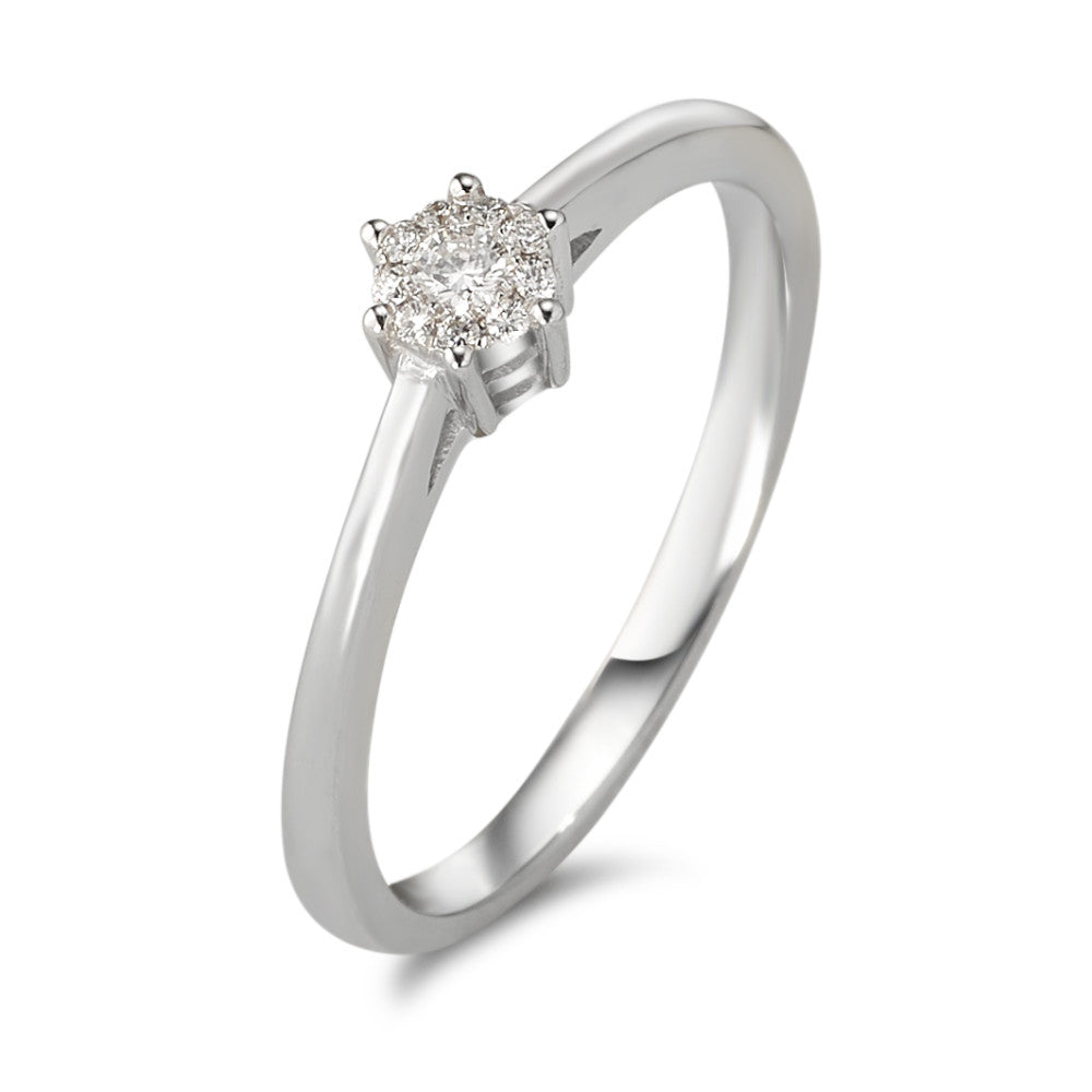 pierścionek zaręczynowy złoto białe 750/18 K Diament 0.08 ct, 10 kamienie, w-si