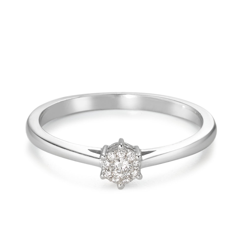 pierścionek zaręczynowy złoto białe 750/18 K Diament 0.08 ct, 10 kamienie, w-si