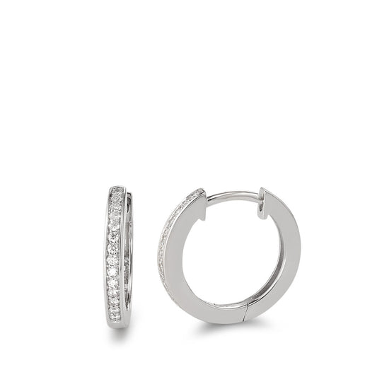 kolczyki koła zatrzaskowe złoto białe 750/18 K Diament 0.14 ct, 28 kamienie, w-si